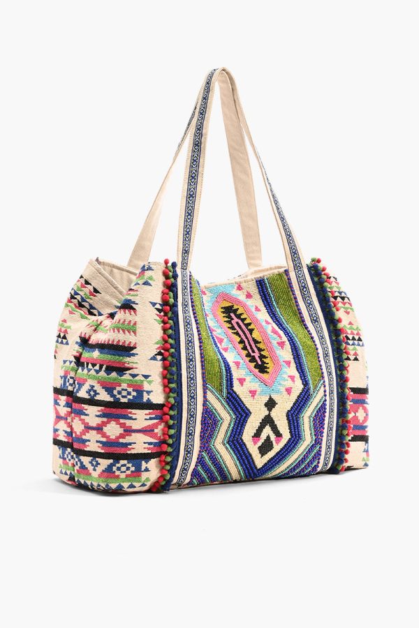 Tribal Hand Beaded Tote Bag-Multi Color Southwest Tote - Image 3