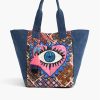 Watch Over Me Evil Eye Denim Tote