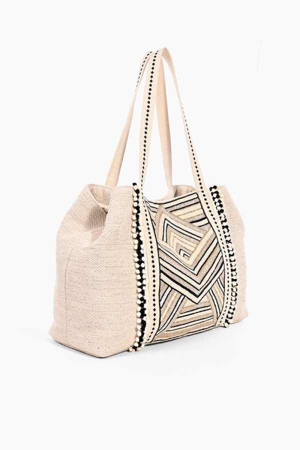 Golden Glam Hand Beaded Metallic Tote - Image 3