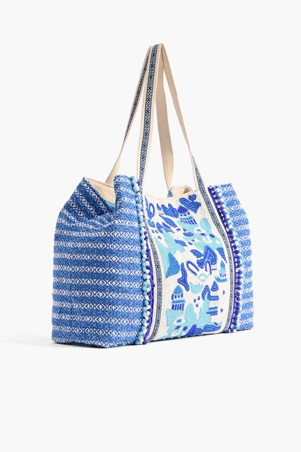 Silver Lake Blue Embellished Tote - Image 3