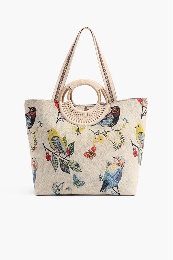 Birds in Paradise Hand Beaded Tote For Women - Image 2
