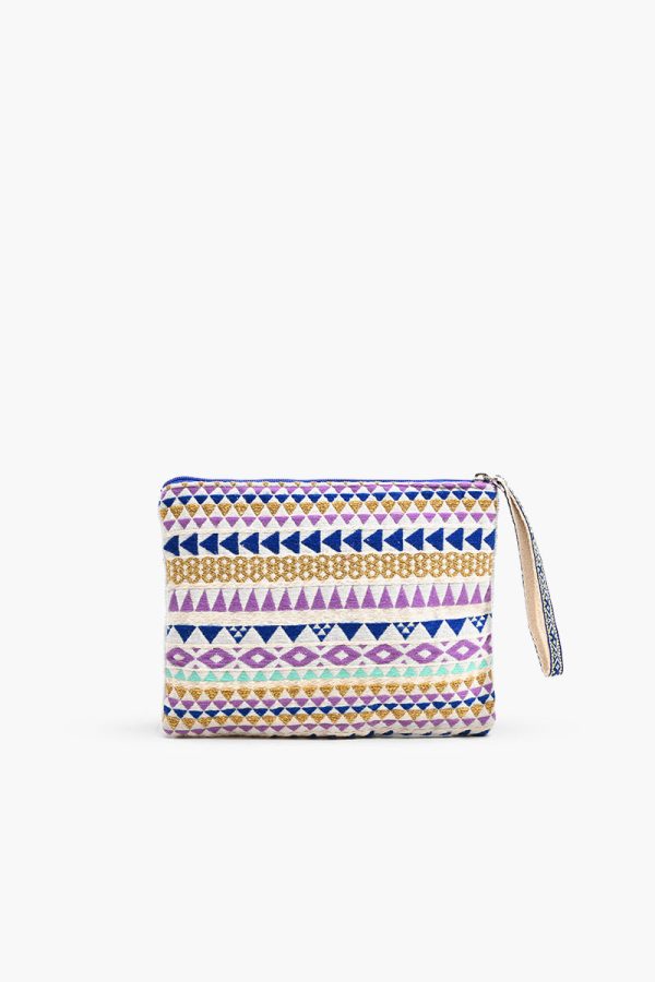 Luxe Lilac Embellished Top Zip Clutch - Image 2