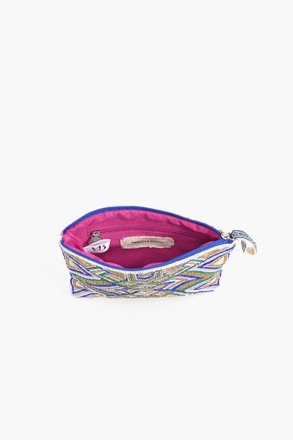 Luxe Lilac Embellished Top Zip Clutch - Image 3