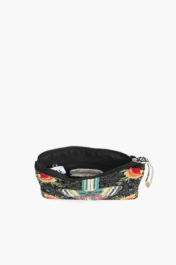 Midnight Butterfly Embellished Top Zip Clutch - Image 3