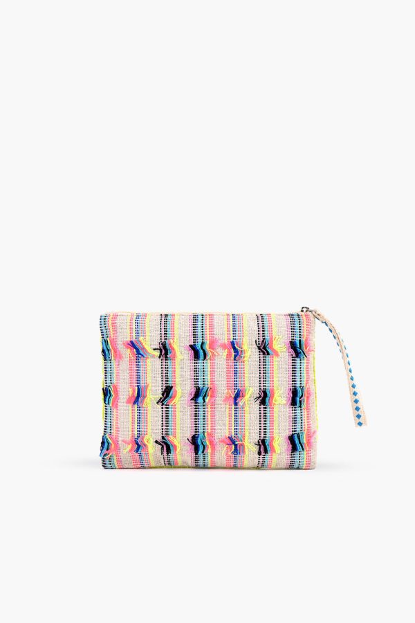 Neon Lights Embellished Top Zip Clutch - Image 2