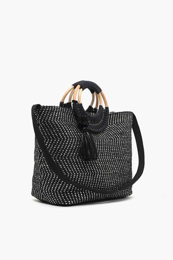 Midnight Lurex Wicker Handle Tote - Image 3