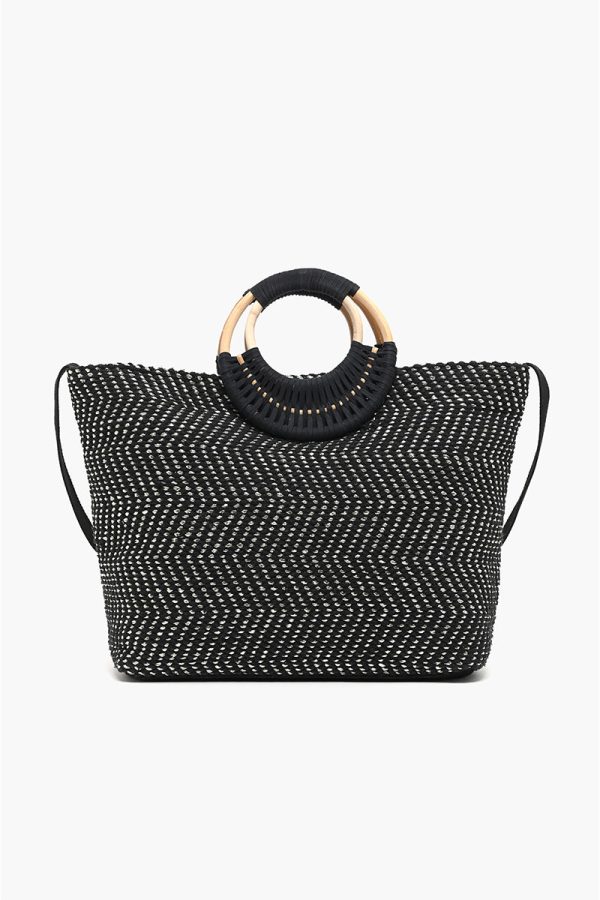 Midnight Lurex Wicker Handle Tote - Image 4