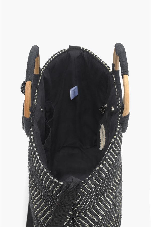 Midnight Lurex Wicker Handle Tote - Image 5