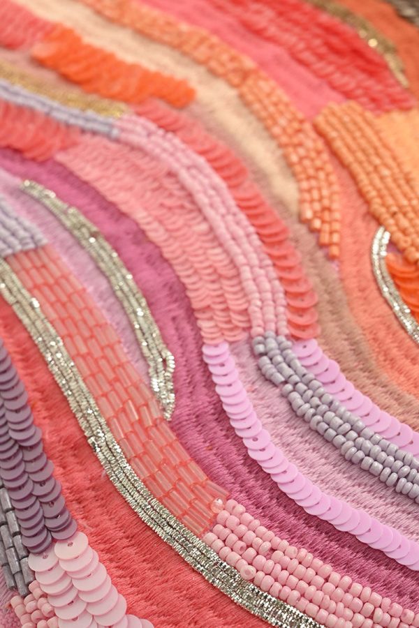 Orange to Mauve Ombre Embellished Top Zip Clutch - Image 2