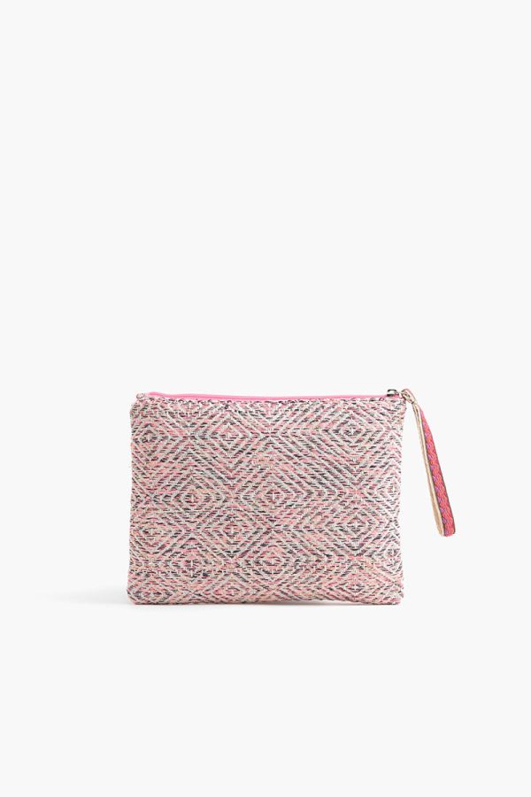 Orange to Mauve Ombre Embellished Top Zip Clutch - Image 4
