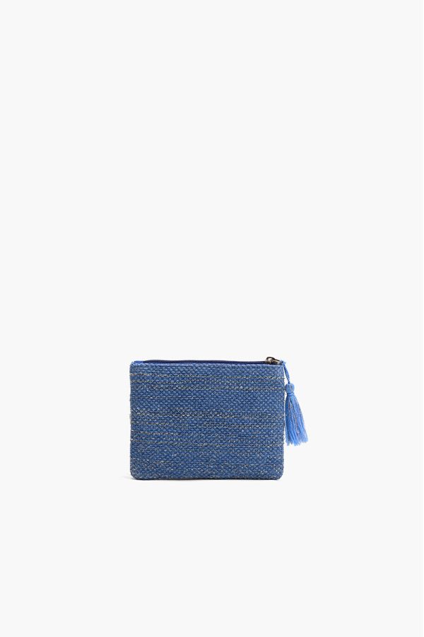Blue Beaded Bee Embellished Mini Pouch - Image 2