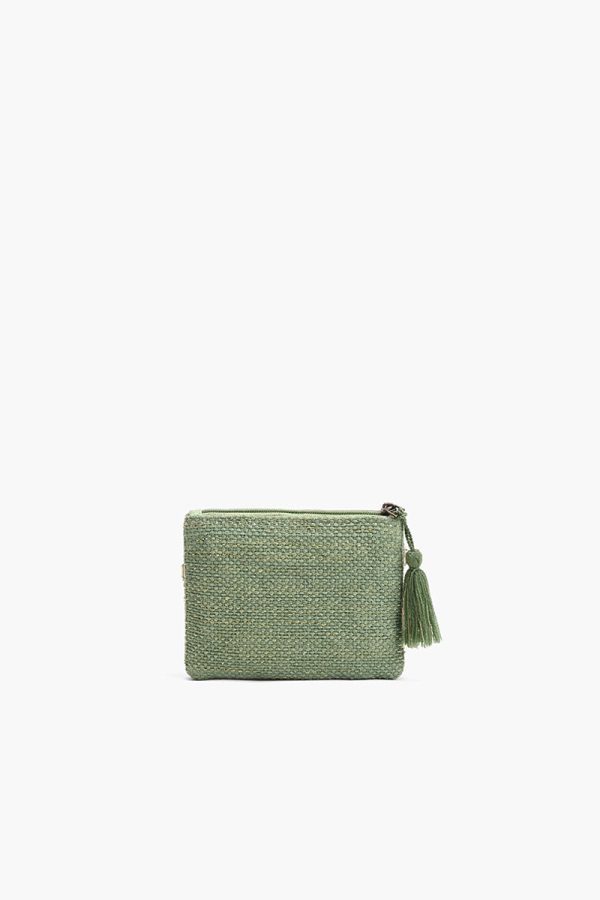 Olive Green Beaded Bee Embellished Mini Pouches - Image 2