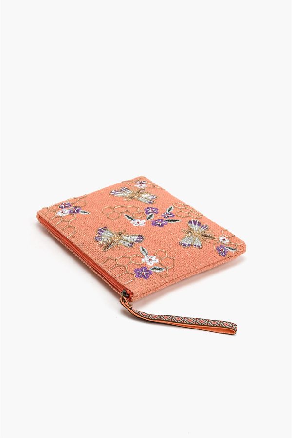Orange Bee Wristlets Hand-Woven Jacquard Design - Image 3