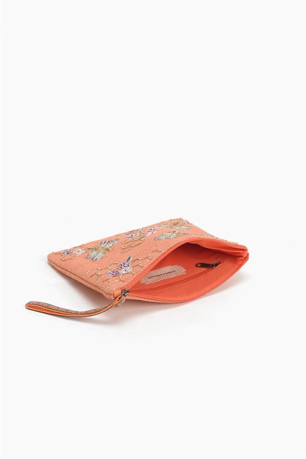 Orange Bee Wristlets Hand-Woven Jacquard Design - Image 4