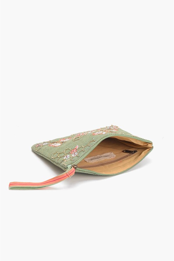 Olive Green Bee Wristlets Hand-Woven Jacquard Design - Image 4