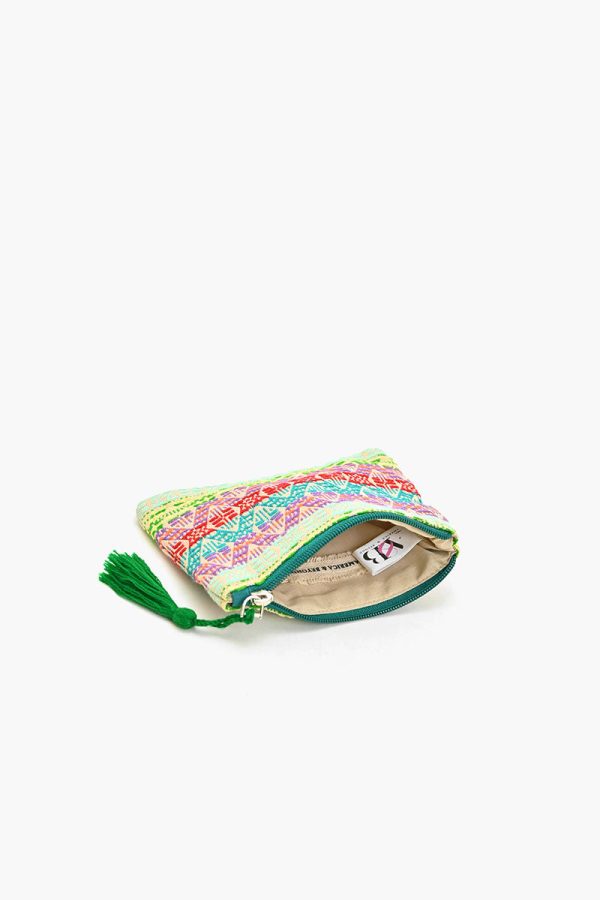 Teal Handwoven Jacquard Coin Bag - Image 2