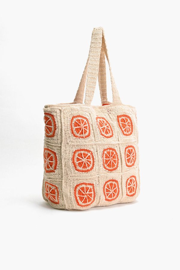 Orange Crochet Beach Tote - Image 3