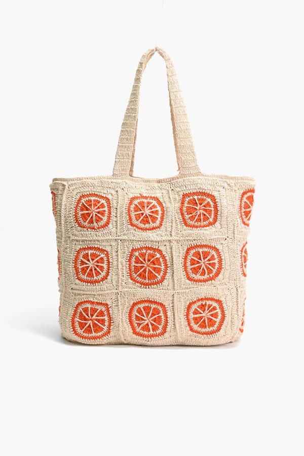 Orange Crochet Beach Tote - Image 4