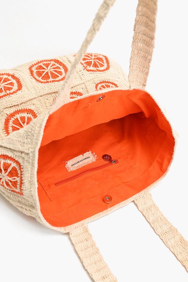 Orange Crochet Beach Tote - Image 5