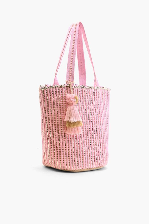 Natural Beauty Upcyled Hand Woven Pink Tote - Image 3