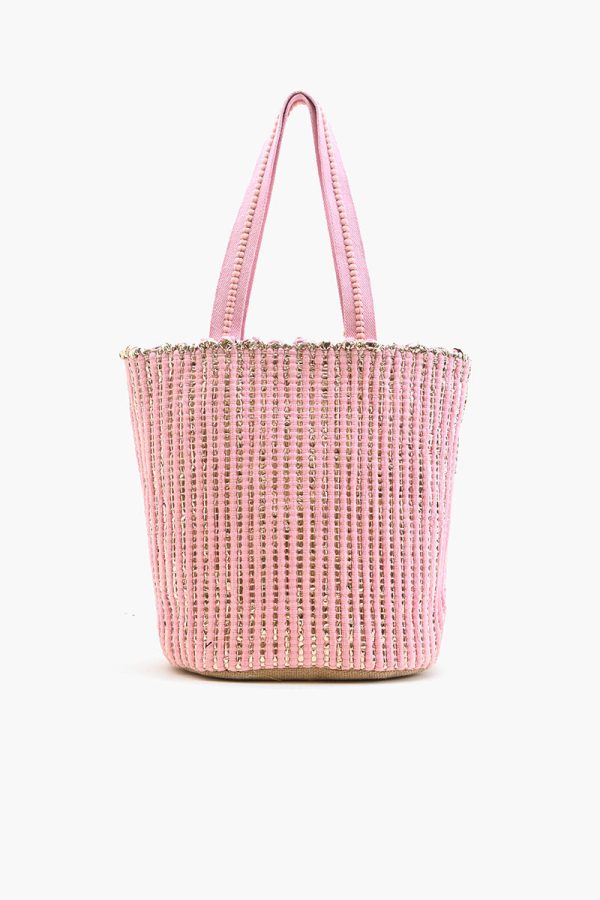 Natural Beauty Upcyled Hand Woven Pink Tote - Image 4