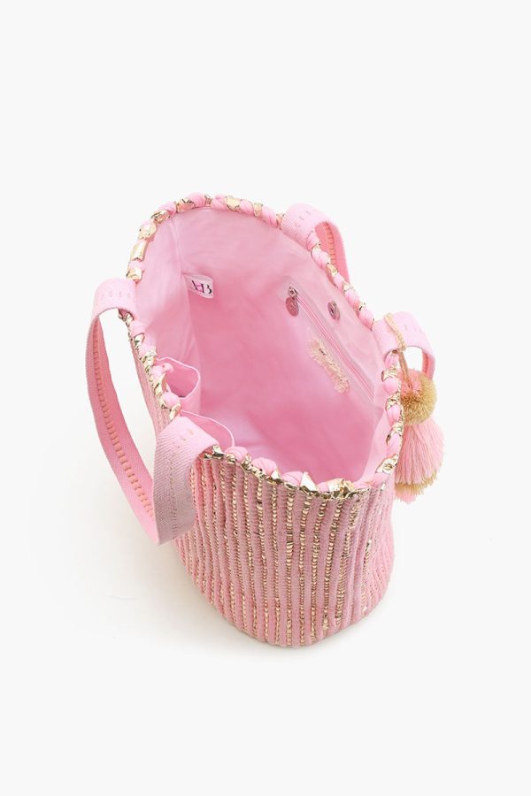 Natural Beauty Upcyled Hand Woven Pink Tote - Image 5