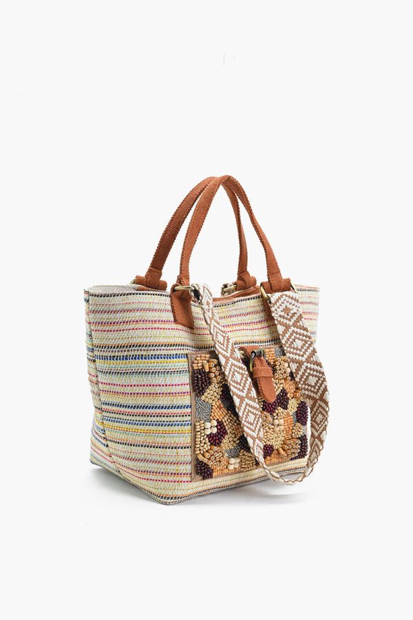 Handcrafted Earth-Tone Embellished Tote - Image 3