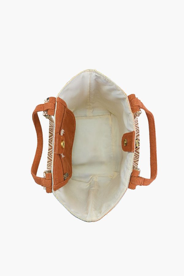 Handcrafted Earth-Tone Embellished Tote - Image 5