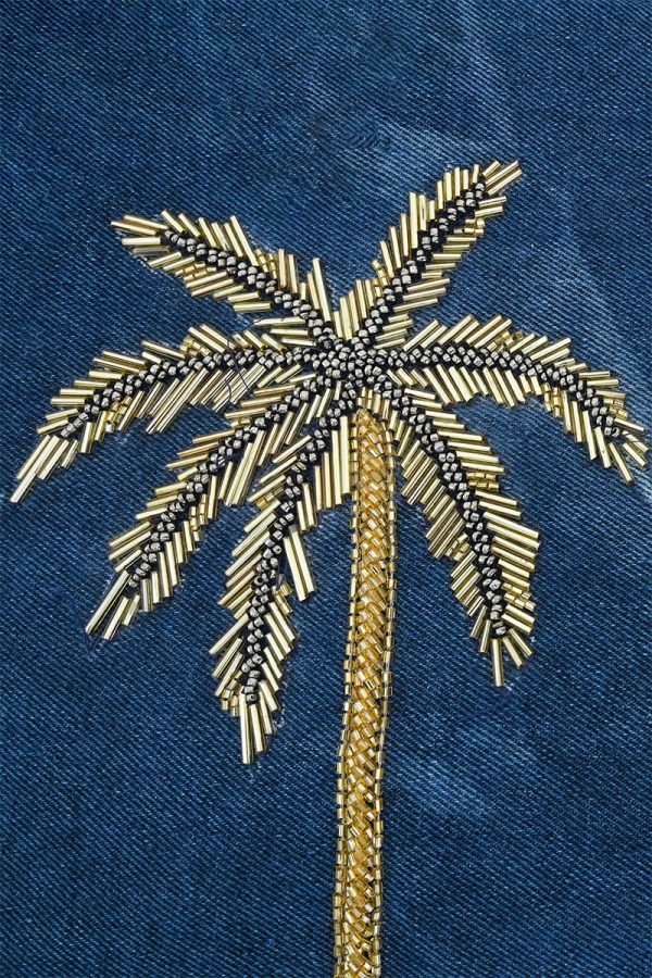 Palm Glitz Embellished Denim Tote - Image 2