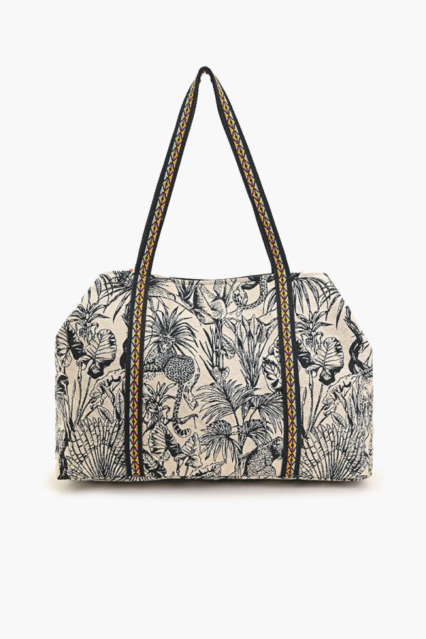 Tropical Leopard Embellished Tote - Image 5