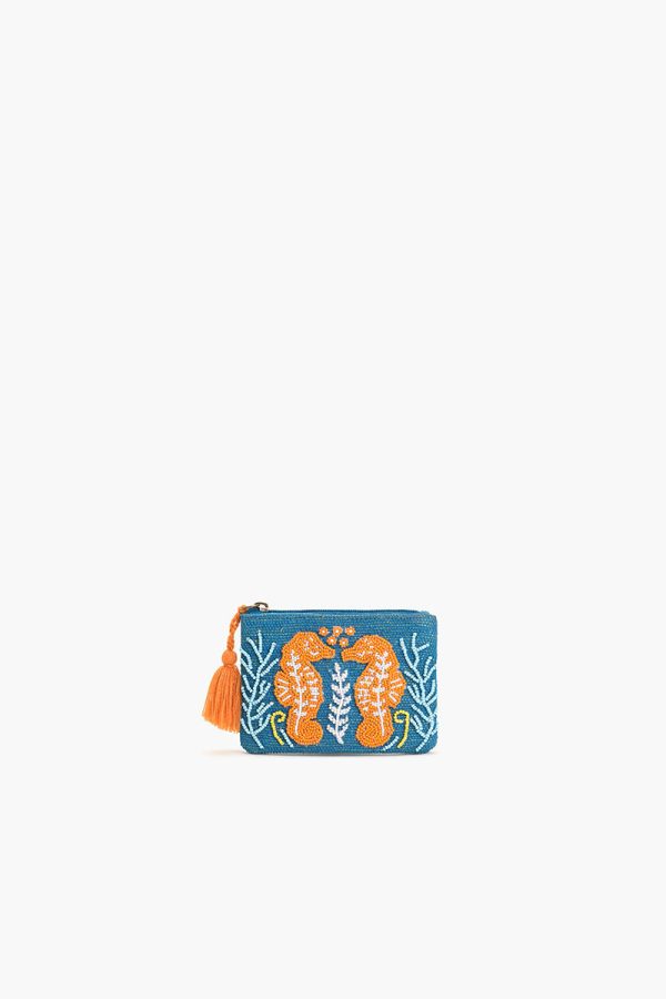 Sea Horse Teal Coin Pouch