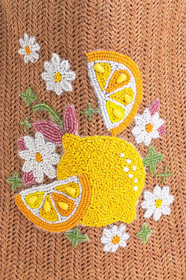 Daisy Citrus Straw Tote - Image 2