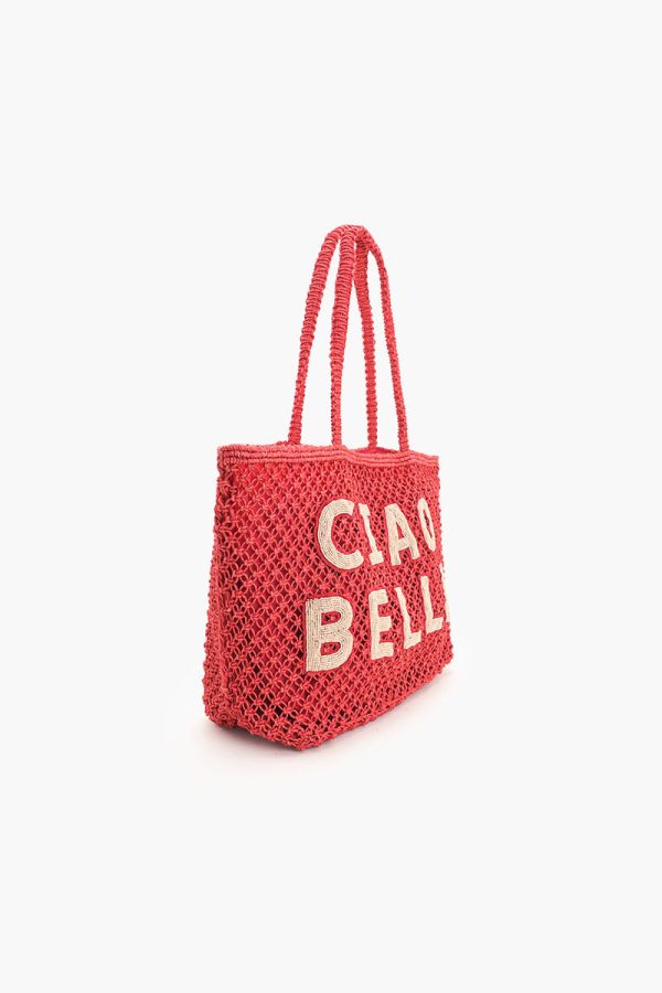 Ciao Bella Beaded Macrame Jute Tote - Image 3