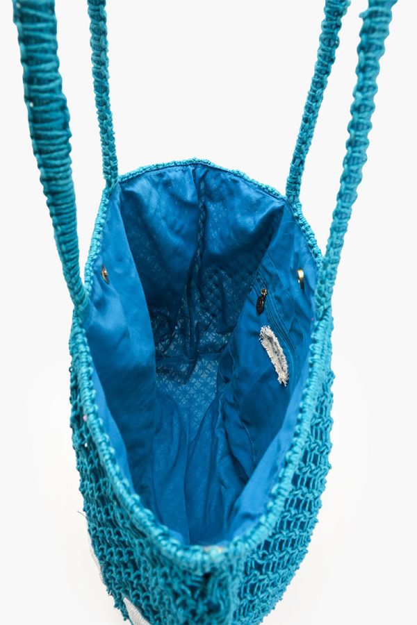 Hello Summer Beaded Macrame Jute Tote - Image 5
