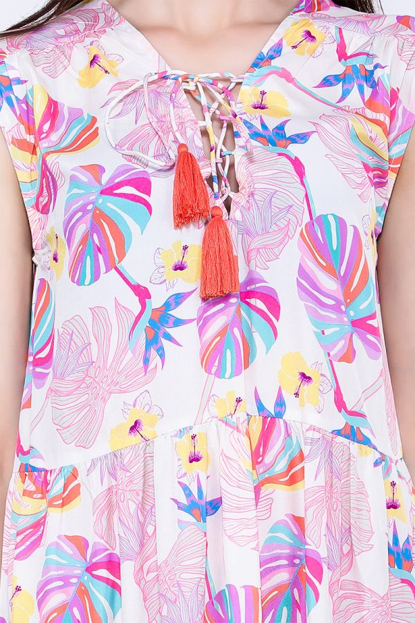 Palm Florals Tiered Maxi Dress - Image 5