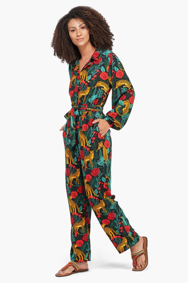 Jaguar Dreams Animal Print Full Sleeves Jumpsuit - Image 4