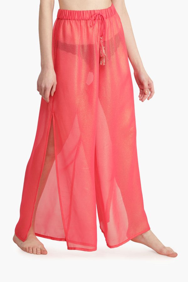 Pink Shimmer Sheer Cover Up Pants - Image 2
