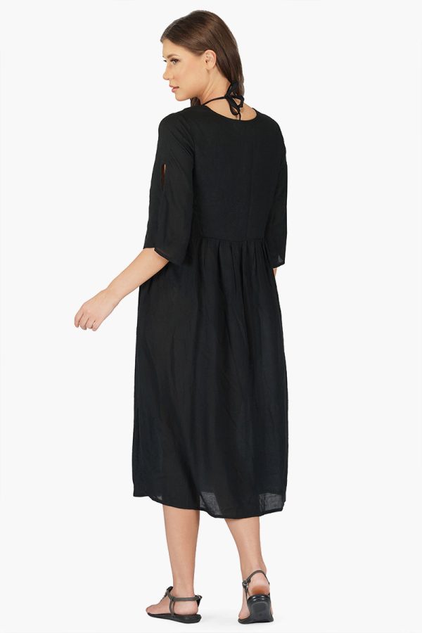 Mexican Floral Embroidered Viscose Dress - Image 4
