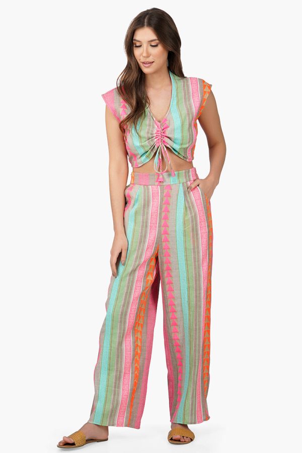 Dora Yarn Dyed Striped Cropped Top - Image 2