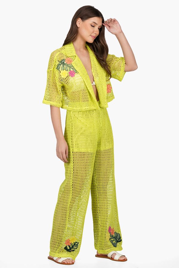 Bianca Crochet Cropped Shirt with Floral Embroidery - Image 2