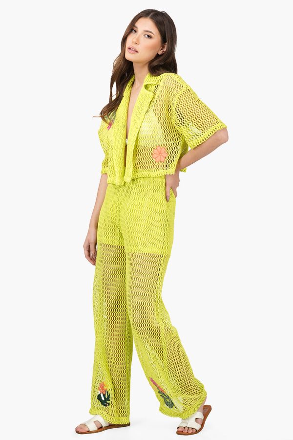 Bianca Crochet Cropped Shirt with Floral Embroidery - Image 3