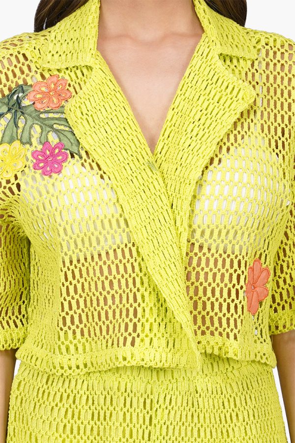 Bianca Crochet Cropped Shirt with Floral Embroidery - Image 5