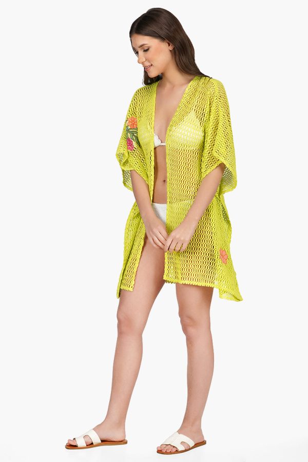 Bianca Crochet Cover Up with Floral Embroidery - Image 3