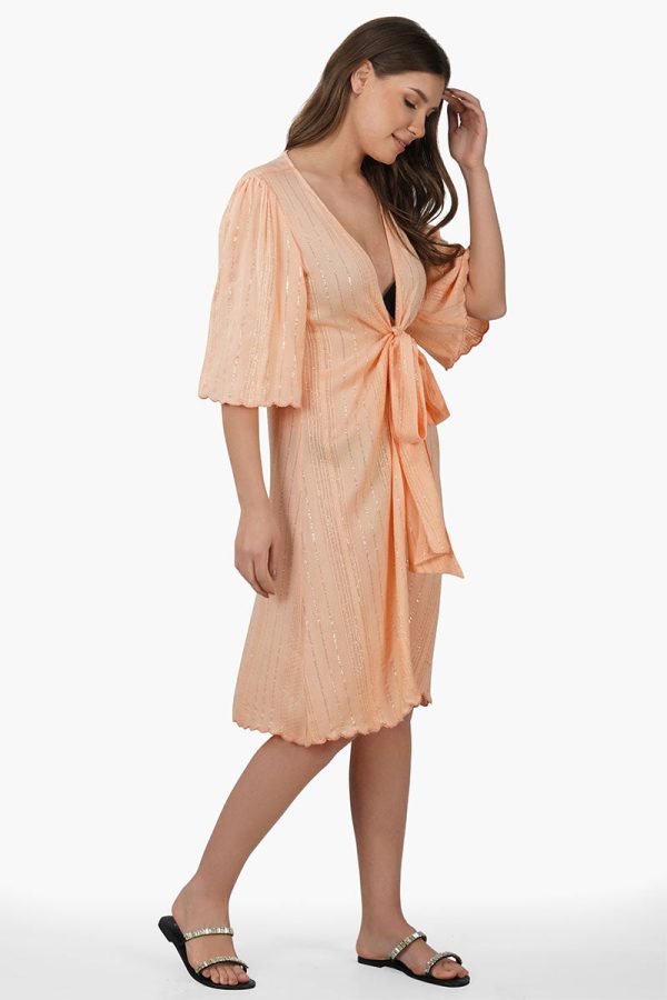 Sandy Viscose Lurex Striped Cover Up - Image 2