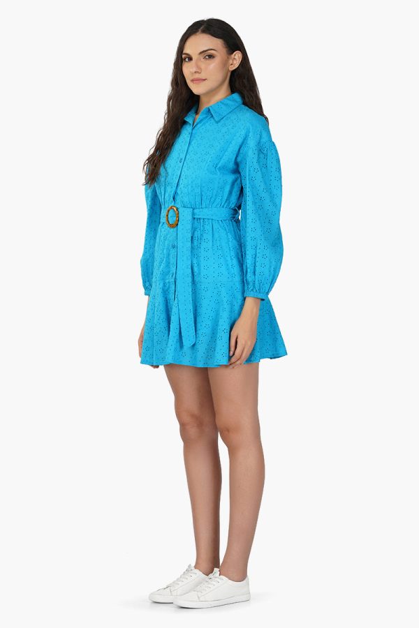 Maya Blue Drop Shoulder Dress - Image 3