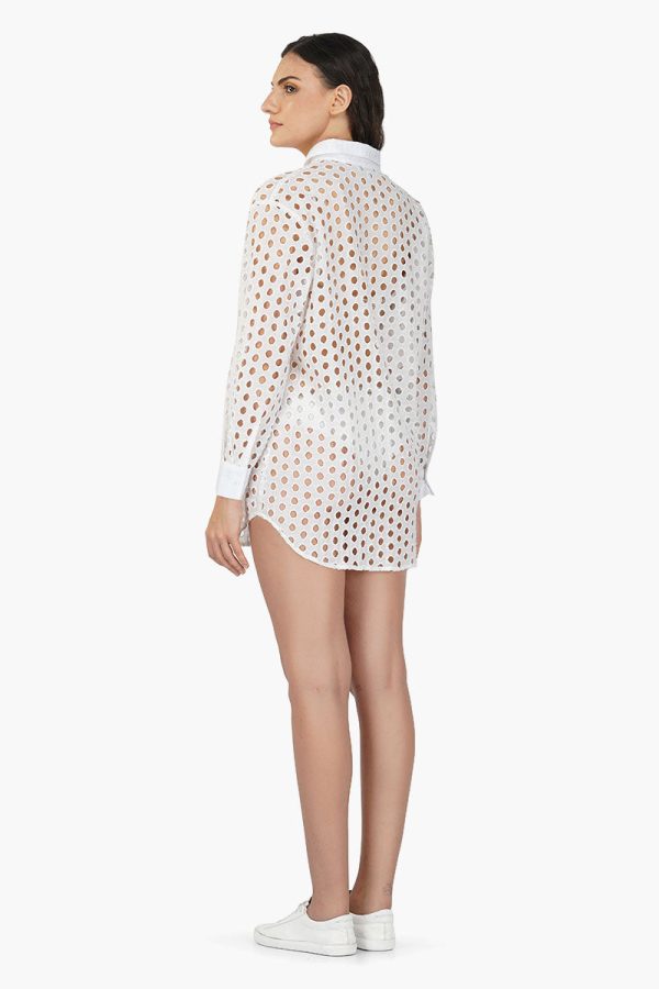 White Loop Long Cover Up Shirt - Image 3