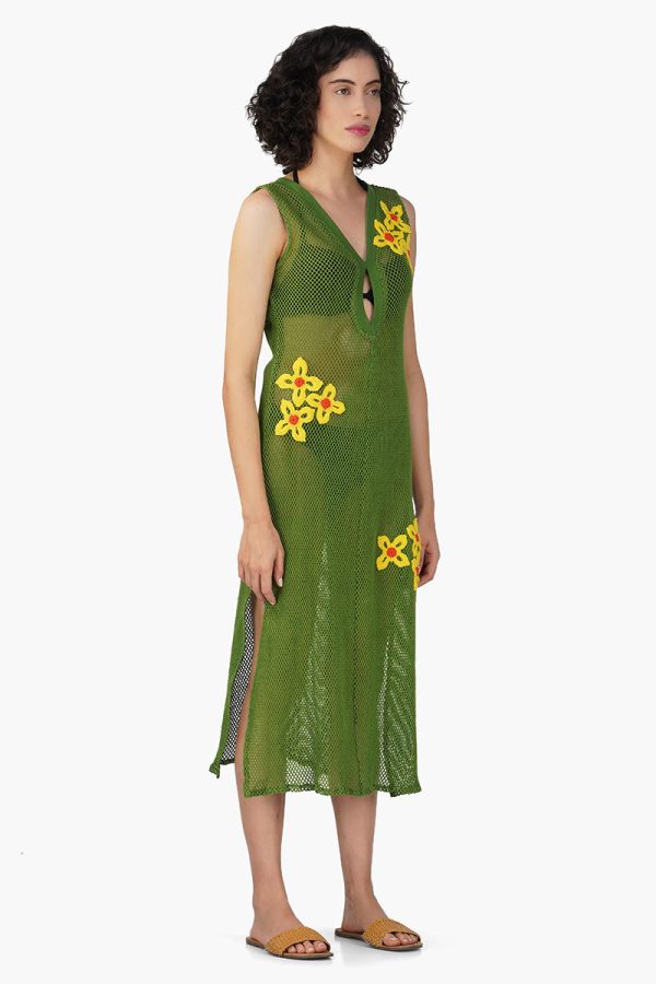 Martha Floral Patch Crochet Bodycon Dress - Image 2