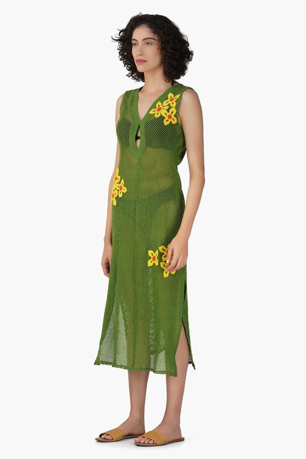 Martha Floral Patch Crochet Bodycon Dress - Image 3