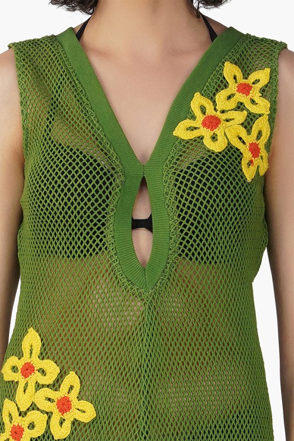 Martha Floral Patch Crochet Bodycon Dress - Image 5