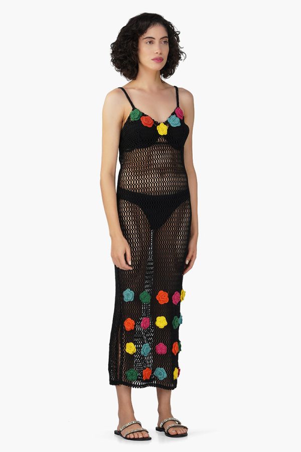 Multi Fern Petal Crochet Bodycone Dress - Image 2